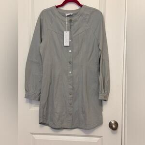 Sage Women's Soft Gray Button-Up Dress